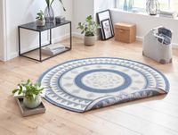 Northrugs Rond binnen & buiten vloerkleed Jamaica - blauw/crème 140 cm rond