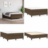 vidaXL Boxspring met matras, stof, donkerbruin, 140x200 cm
