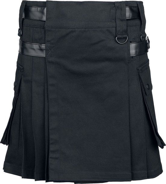 Gothicana by EMP Gothicana zwarte kiltrok met zakken en gespsluiting in plooirokdesign - Dames - S
