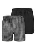Schiesser Boxershorts set van 2 jersey effen patroon papier vliegtuig bruin - Boxershorts multipacks Heren Onderbroek - zwart