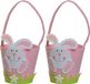 Decoris Paasmandjes met Paashaas - 2x - vilt - roze - D15 x H31 cm