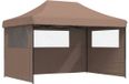 vidaXL Partytent, inklapbaar, pop-up model, met 3 zijpanelen, bruin