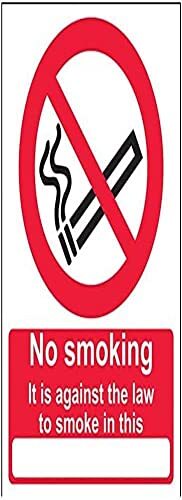 V Safety VSafety It Is Against The Law To Smoke In This Prohibition Sign - 150mm x 200mm - 1mm Rigid Plastic