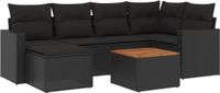 vidaXL 7-delige loungeset met kussens, polyrattan, zwart