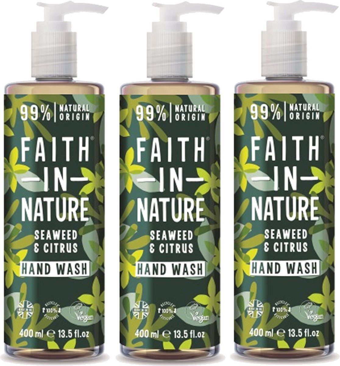 Faith In Nature - Hand Wash Seaweed & Citrus - 3 Pak - 6097148455483