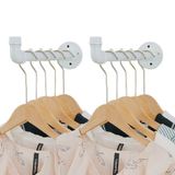 Industriële wandpijp kledingrekken - Heavy Duty metalen kleerhanger met haak, wandgemonteerde kledinghouder rekken, wandkledingstang/kapstok hangrail/hangstang voor kastopslag, 2 stuks, wit