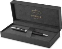Parker Sonnet balpen matzwart met palladium rand medium penpunt zwarte inkt geschenkdoos