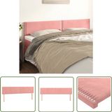 vidaXL Hoofdbord - Fluweel - Roze - 180x5x78/88 cm