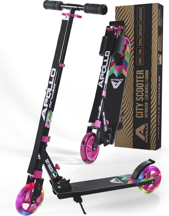 Apollo Skyracer LED-stadscooter met vering, veelkleurig, aluminium