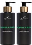 Splashbox Cosmetics Shower & Wash Fresh Ginger 300 ml - gouden pomp - 2 stuks
