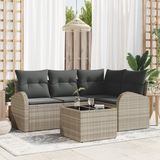 vidaXL Tuinbank Set Lichtgrijs Polyrattan
