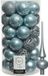 Kaemingk B.V. Boules de Noël en plastique D6 cm - incl. étoile en verre mat - bleu clair