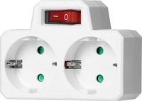 ORNO Doorvoerstekker met verlichte schakelaar - 2x Schuko - stopcontact splitter - verdeelstekker