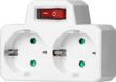ORNO Doorvoerstekker met verlichte schakelaar - 2x Schuko - stopcontact splitter - verdeelstekker