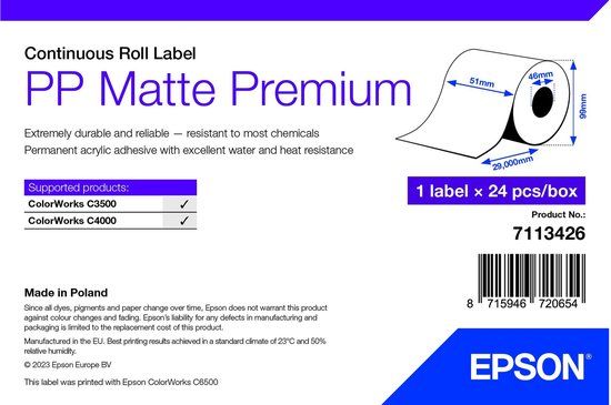 Epson 7113426 PP matte label 51 mm x 29 m (origineel)
