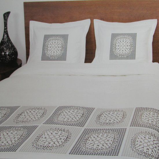 Refined Dudley Dekbedovertrek - Eenpersoons - 140x200/220 cm - Wit/Grijs - Katoen