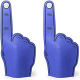 Merkloos Foam Hand met Wijzende Vinger - 2x stuks - Blauw - 25 x 50 cm