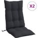 Coussin de chaise à dossier haut lot de 2 noir tissu Oxford