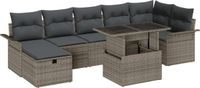 vidaXL Tuinbank - Set - 8 - st - Grijs - poly - rattan