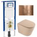Geberit QeramiQ Dely Toiletset - 36.3x51.7cm - Geberit UP720 inbouwreservoir - sans bride - fond - siège - fermeture douce - plaque de commande cuivre - boutons rectangulaires - beige mat