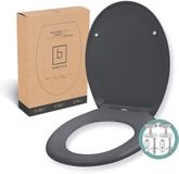 BENKSTEIN Premium toiletdeksel antibacterieel ovaal donkergrijs - Duroplast klodeckel met quick-releasefunctie & softclose neerlaatsysteem - toiletbril van roestvrij staal afneembaar wc-zitting