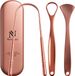 Nuvance Professionele Tongschraper - 3 in 1 Set - Roestvrij Staal - Rose Goud