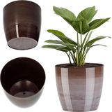 Merkloos KADAX Ronde Glanzende Kunststof Bloempot voor Binnen en Buiten - Plantenpot voor Cactussen en Varens (18 cm)