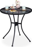 Merkloos Relaxdays Tuintafel met parasolgat - Staal - Rond - Zwart - 72 x 70 cm