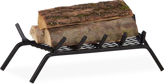 Relaxdays Haardrooster - Stookrooster voor Open Haard - Zwart - L