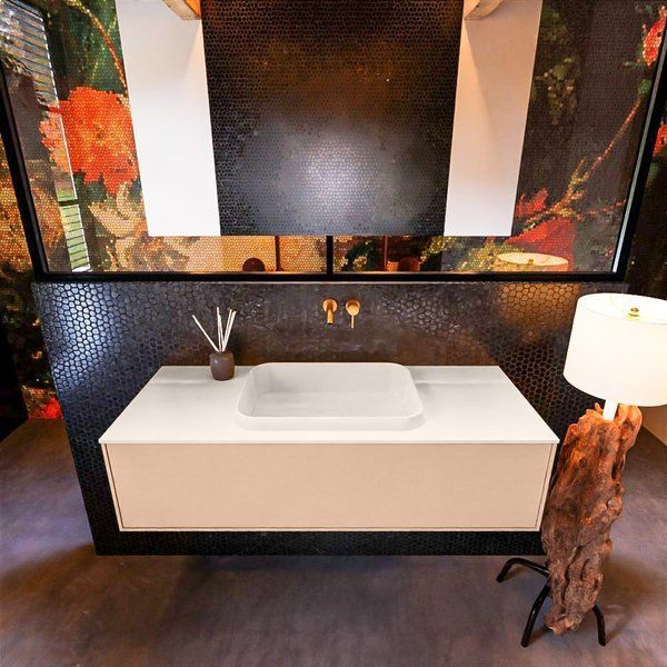 Mondiaz ERIN 120cm badmeubelset Rosee met 1 lade - RIDGE wastafel Linen