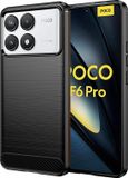 Techsuit Hoesje geschikt voor Xiaomi Poco F6 Pro - Carbon Silicone Back Cover - Zwart