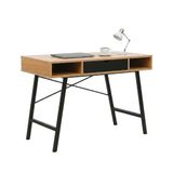 TAISSU - Bureau met Lade - 120x48x76 cm - Mod. HELSINGE | Grote computertafel - Kantoor en thuiswerkplek - Lade met geleiders - Stabiele constructie - Zwart en hout