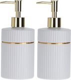 Item International Zeeppompje/dispenser - 2x - 17 cm - keramiek - wit - 300 ml