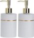 Item International Zeeppompje/dispenser - 2x - 17 cm - keramiek - wit - 300 ml