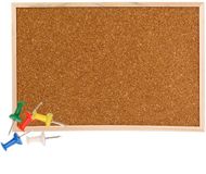 Cepewa Prikbord van kurk - 60 x 45 cm - inclusief 35x stuks gekleurde punt punaises