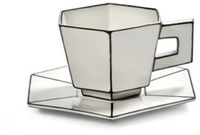 Serax Annebet Philips Carte Blanche tasse à cappuccino + soucoupe 220ml blanc / noir (set de 2)