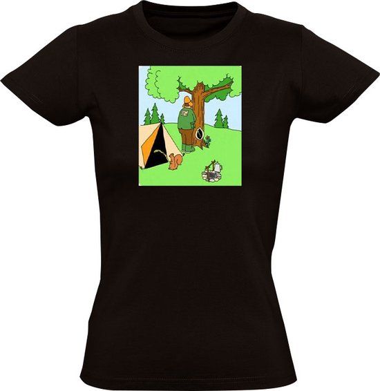Camperen met eekhoorn Dames T-shirt - 4XL - Zwart