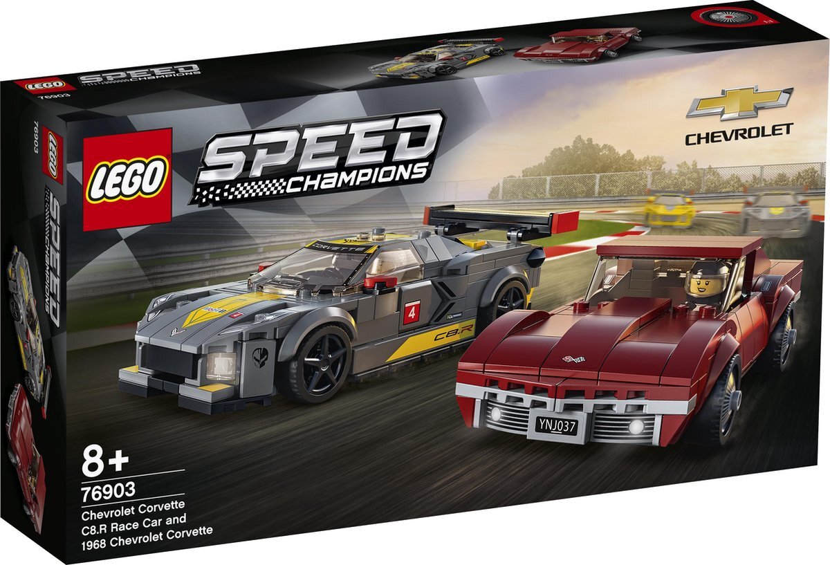 lego Speed Champions Chevrolet Corvette C8.R Racewagen en 1968 Chevrolet Corvette - 76903