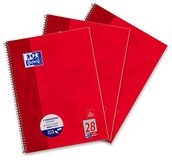 Oxford Collegeblok A4 geruit, 80 vellen, geperforeerd, rood, 3 stuks