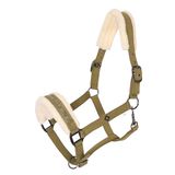 Imperial Riding Halster IRHJewel Glamoureuze softshell-halster met voering van imitatiebont en strassteentjes, verstelbaar, comfortabele paardenhalster voor stal, training en weide, olijfgroen, pony