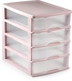 PLASTICFORTE Ladeblok/bureau organizer met 4x lades - roze/transparant