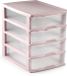 PLASTICFORTE Ladeblok/bureau organizer met 4x lades - roze/transparant
