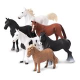 Terra by Battat 6 stuks realistische paardenbeeldjes set - duurzaam plastic boerderijdierspeelgoed voor kinderen - verzamelpaarden voor speeltijd, feestartikelen, taarttoppers - cadeau voor peuters