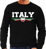 Bellatio Decorations Shoppartners Bv Italie land thema sweater - met vlag Italie kleuren - zwart - heren - Supporters trui kleding - lange mouwen XXL