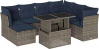vidaXL 8-delige tuinbankset met kussens, grijs, polyrotan