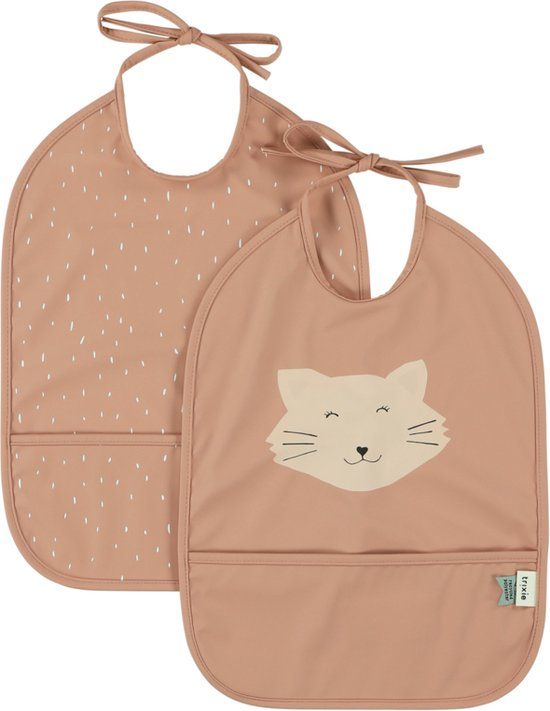 Trixie Afwasbare Slabben - 2 Stuks - Mrs. Cat - Roze - Unisex