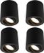 Ledvion 4X Spots LED en saillie - Dimmable - 5W - 2700K - Noir