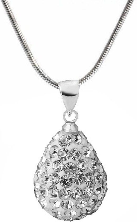 Fako Bijoux Ketting Disco Dots Druppel Wit