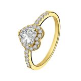 Lucardi Dames Zilveren goldplated ring hart met zirkonia