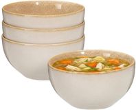 Excellent Houseware Soepkom Kenji - set van 4x - beige - 14 x 7 cm - keramiek